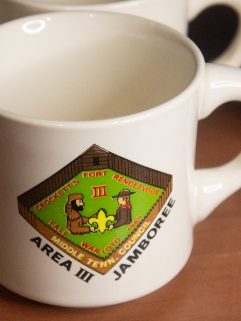 Boy Scouts Fort Crockett's Rendezvous Fall Jamboree Vintage 1980 Coffee Mugs